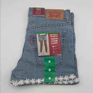 Levi's Blue Denim Shorts with White Lace size 8 Youth